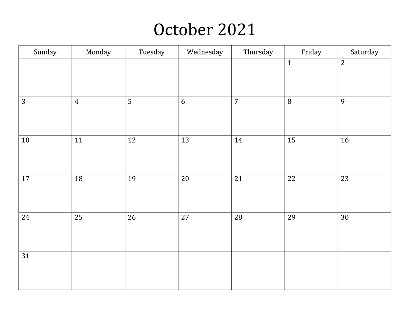 October 2021 Printable Calendar Verticle View With Lines