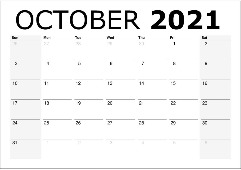 October Calendar 2021