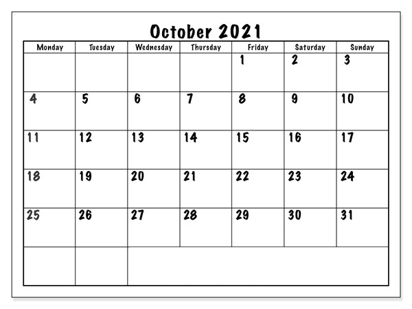 October November 2021 Calendar