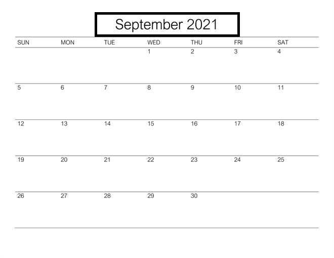 September 2021 Blank Calendar