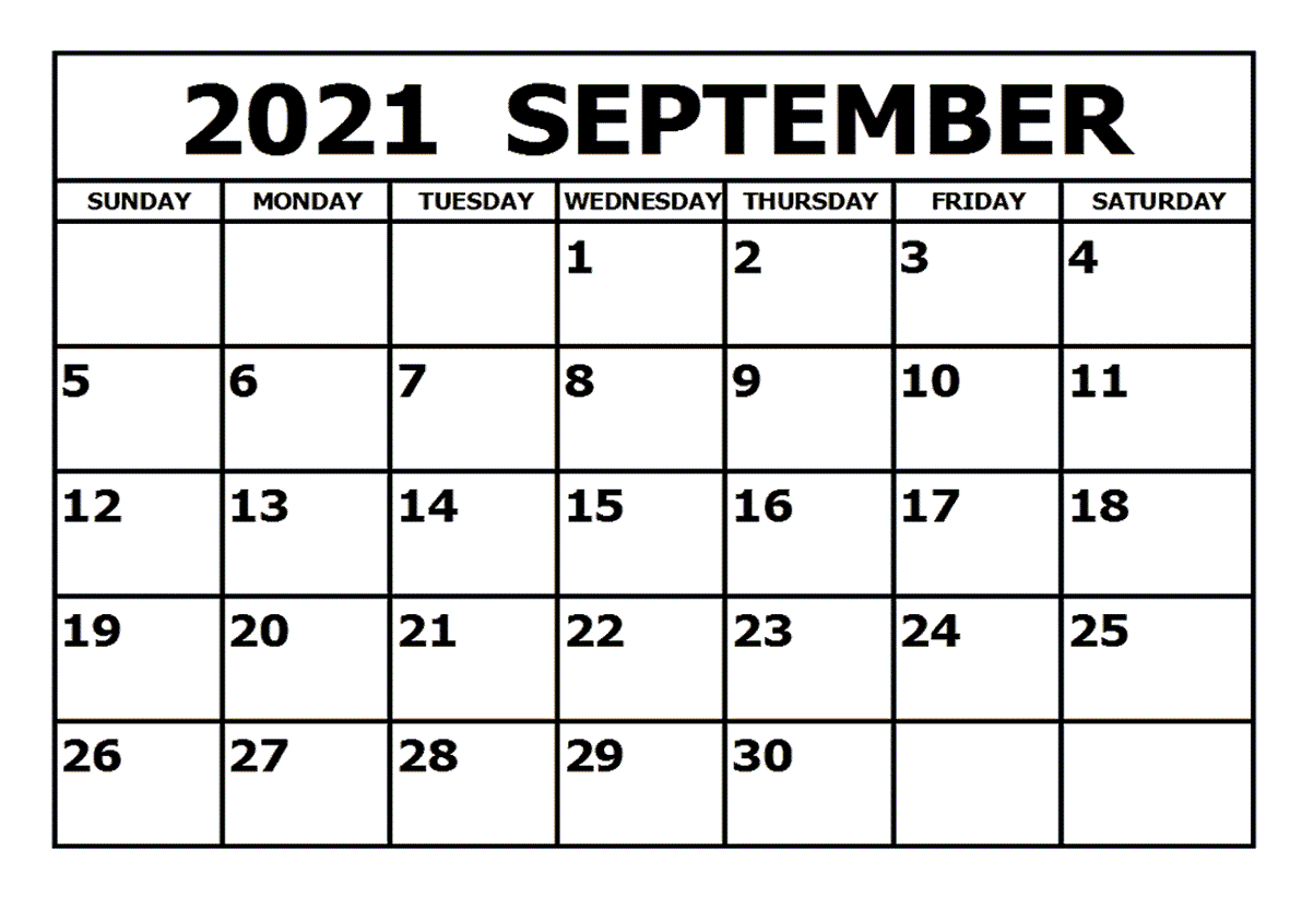 September 2021 Calendar Template Evernote