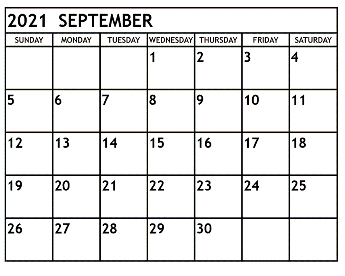 September Calendar 2021 Free Printable