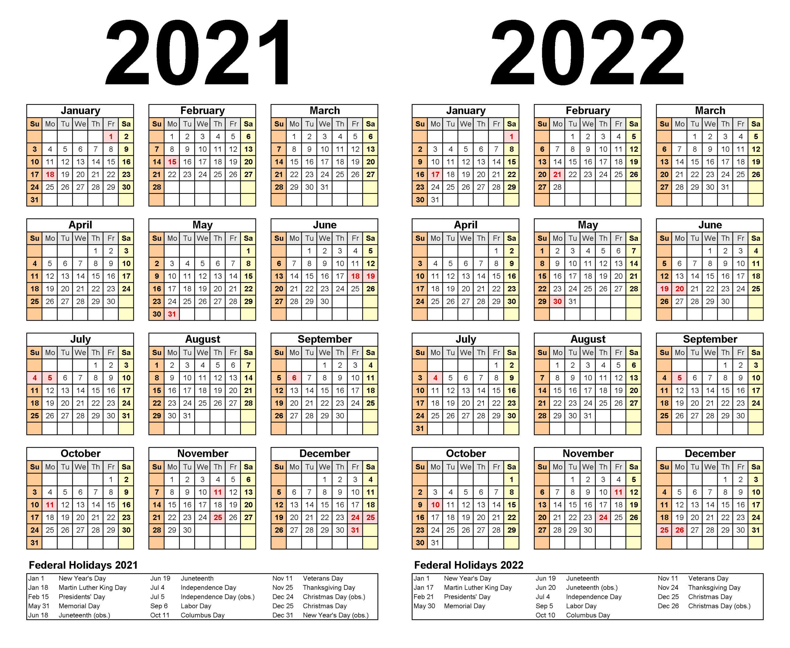 2021 and 2022 academic calendar excel