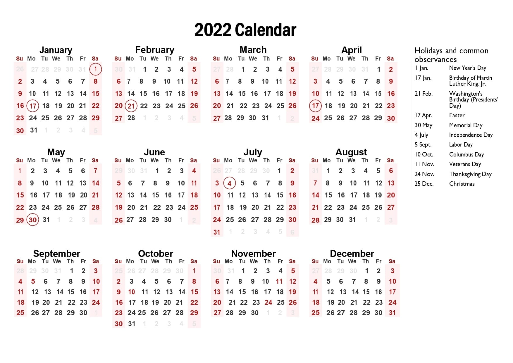2021 and 2022 school calendar excel