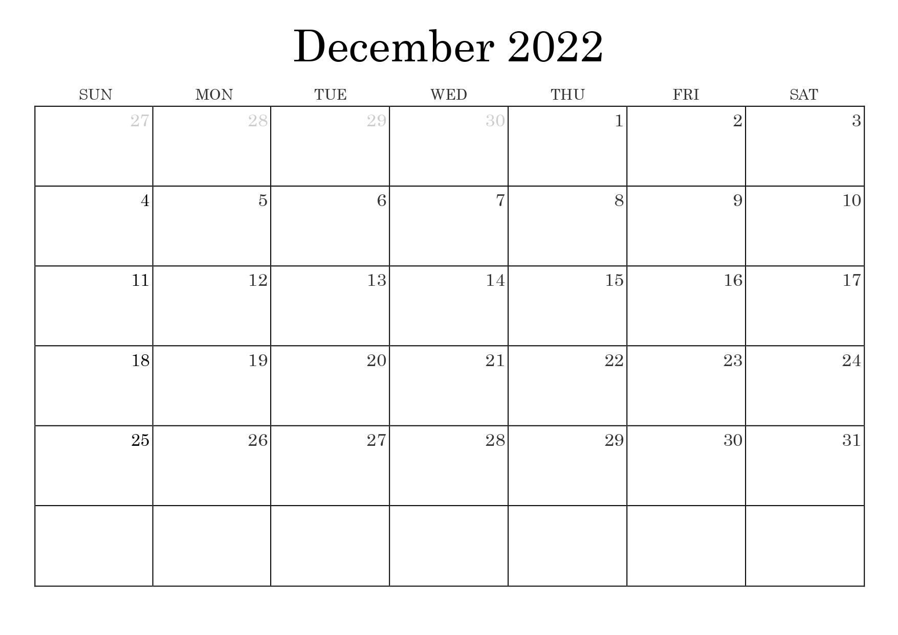 2022 Calendar Canada Printable