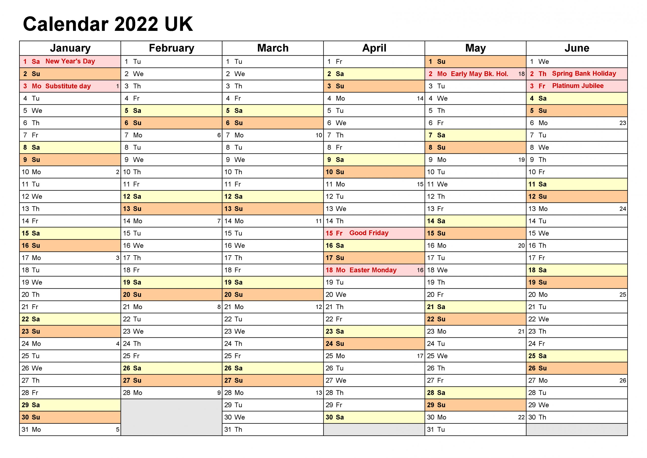 2022 Calendar Printable