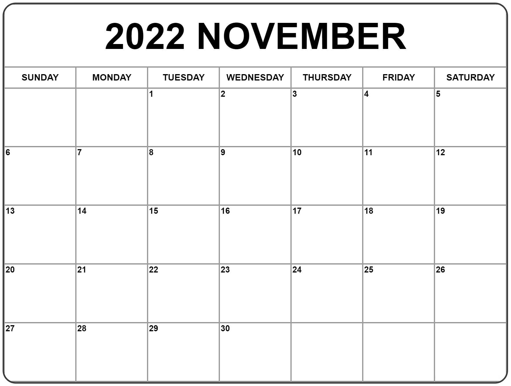 2022 Calendar Printable