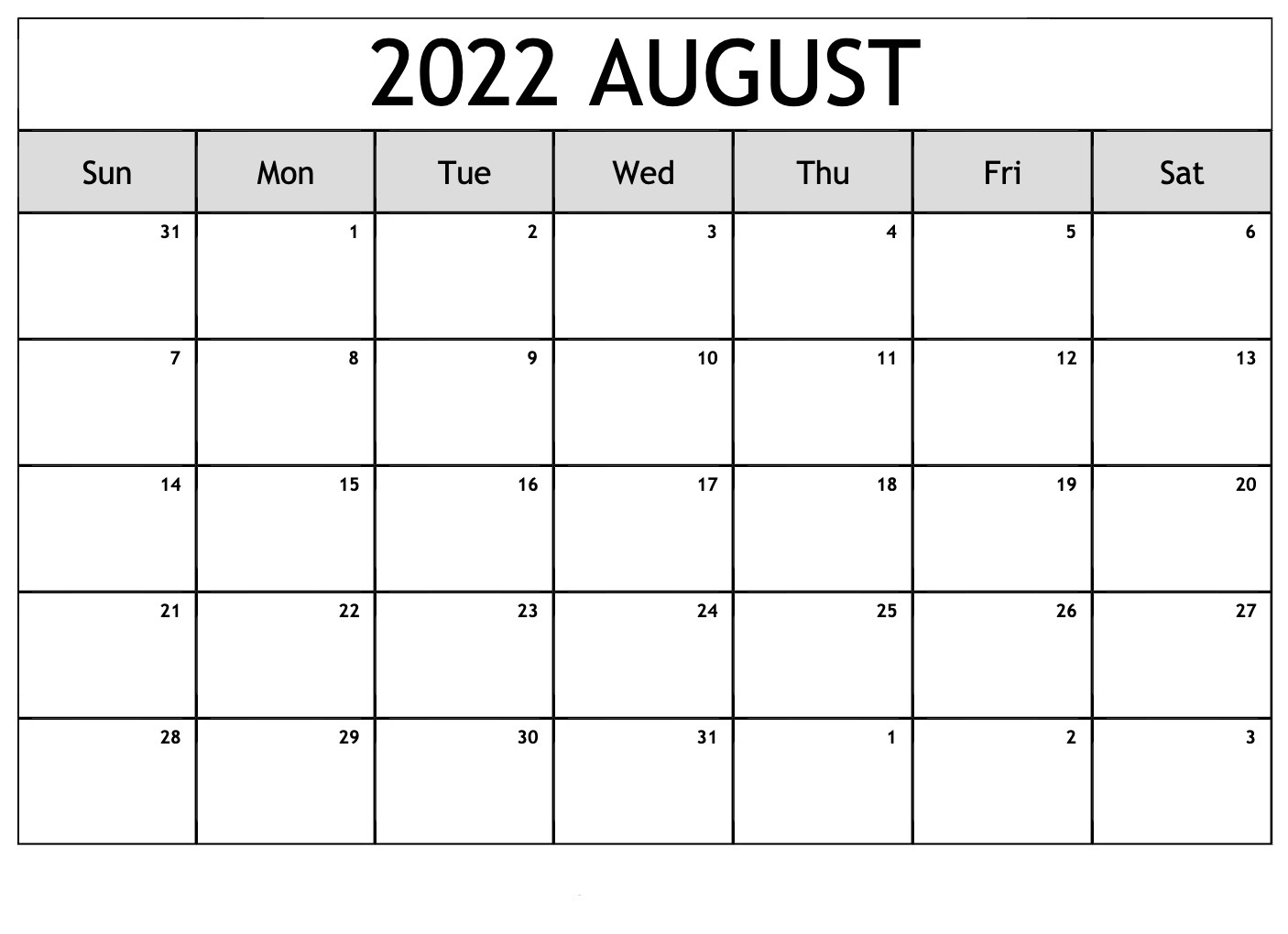 2022 Calendar Template Download