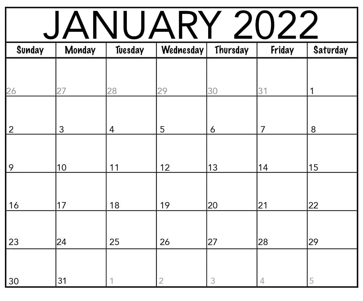 2022 Calendar UK Printable