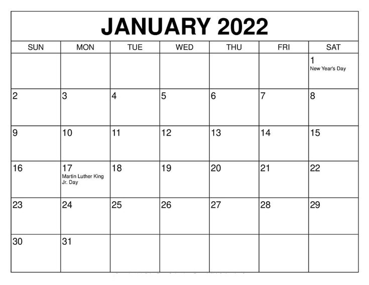 2022 Monthly Calendar PDF