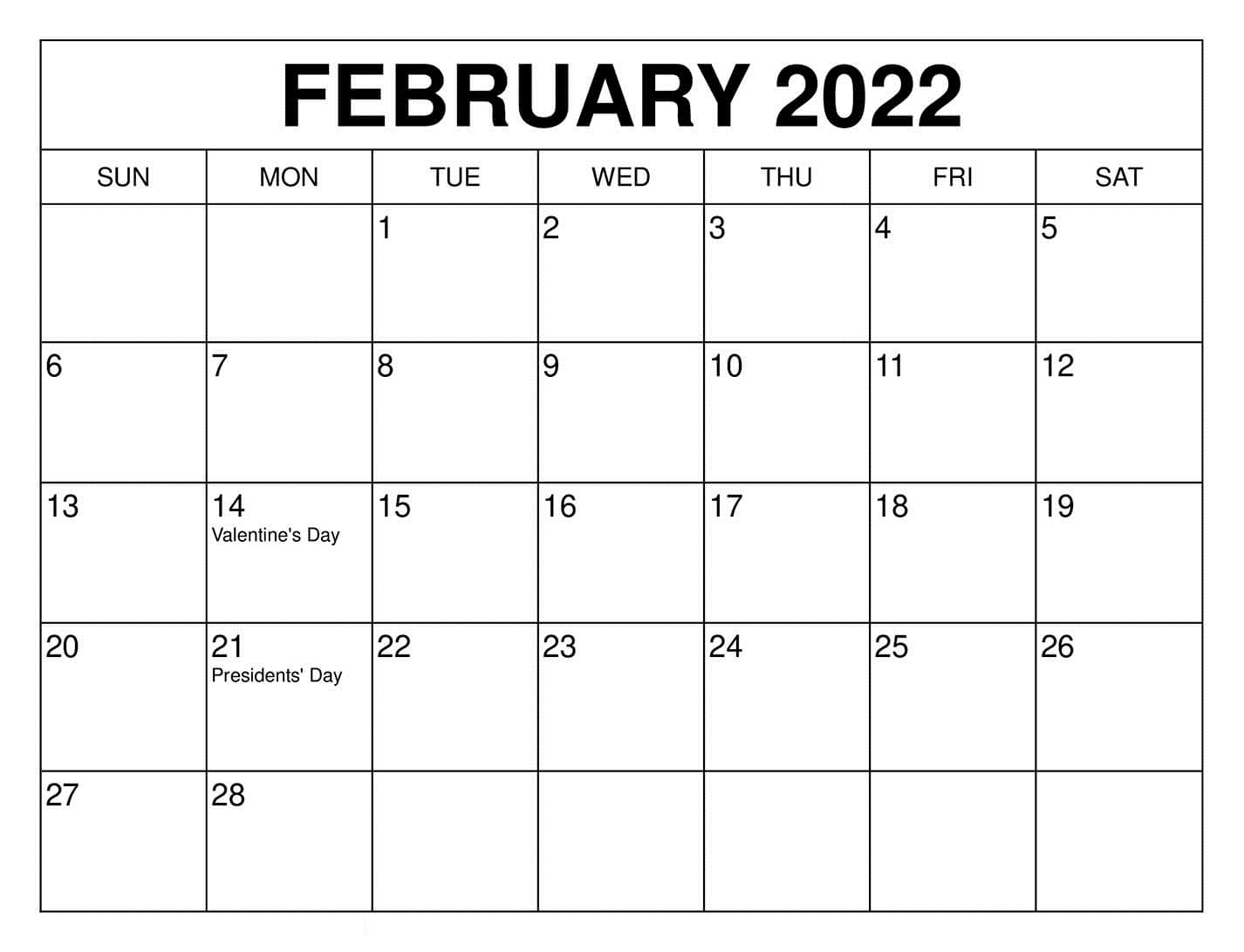 2022 Monthly Calendar Template