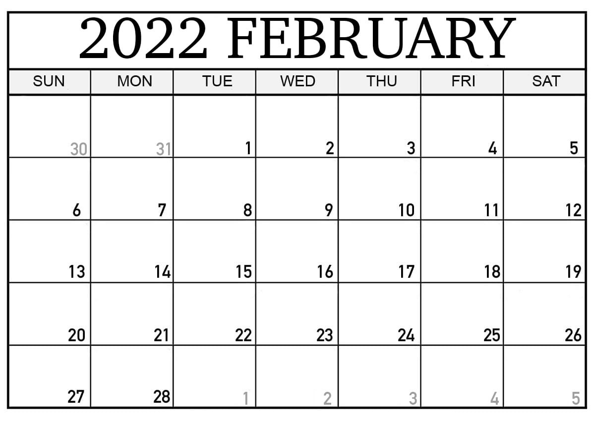 2022 Monthly Calendar Template