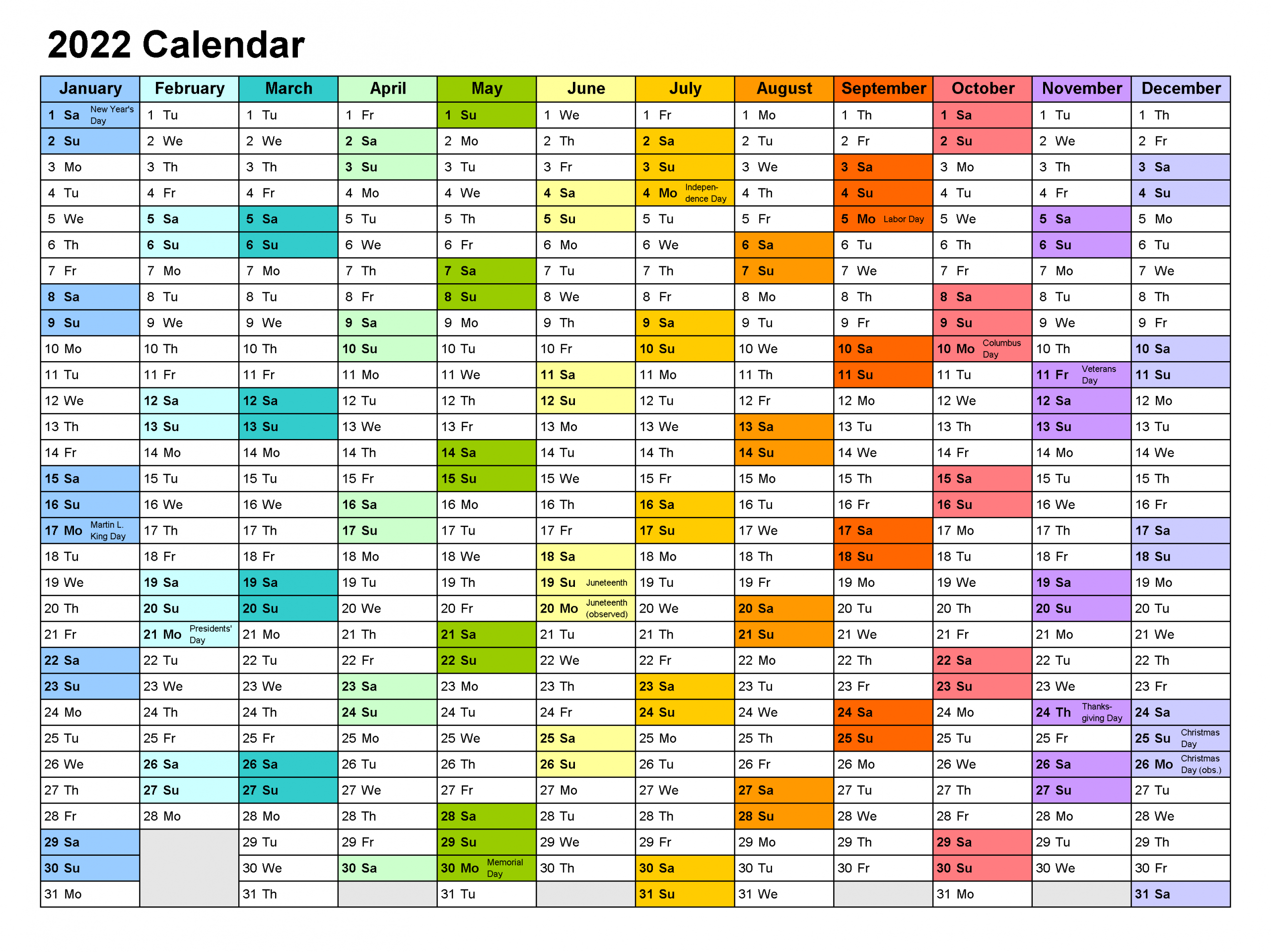 2022 Photo Calendar Template