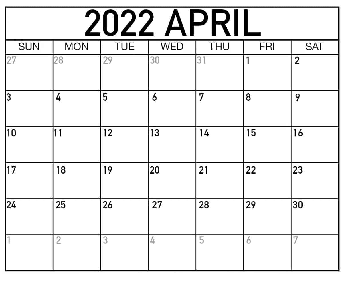 2022 Printable Calendar One Page Words