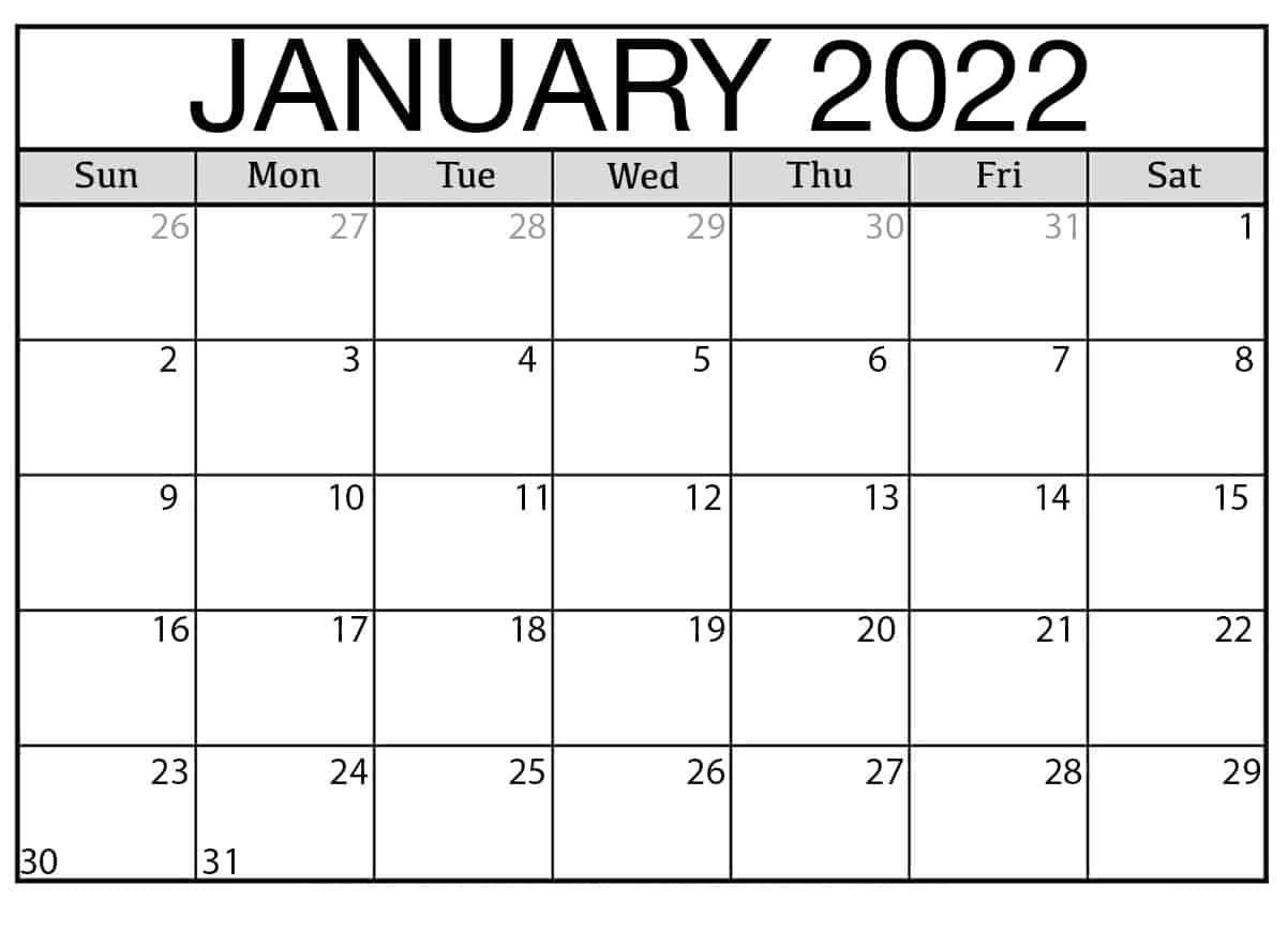 2022 Yearly Calendar Template