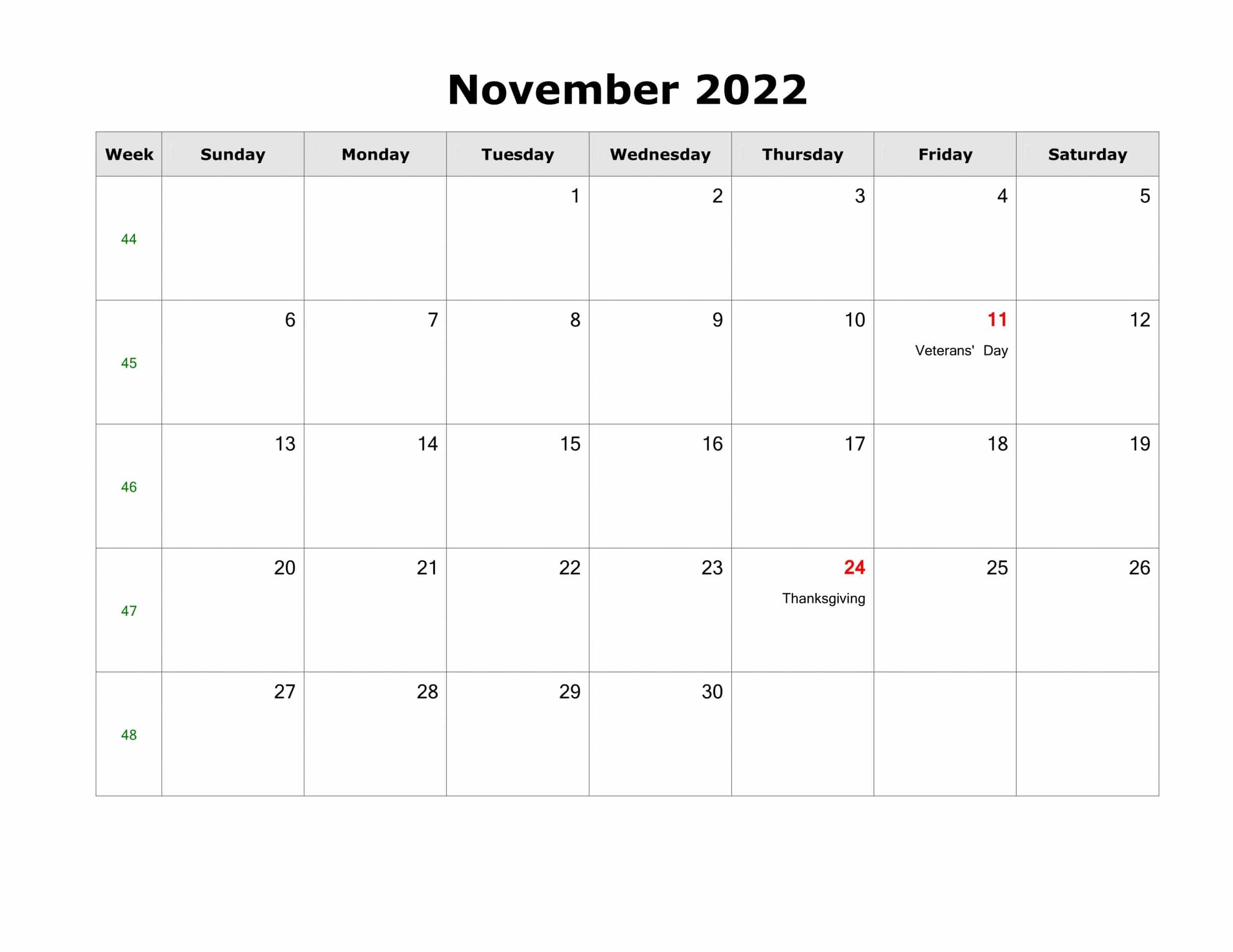 2022 calendar excel format