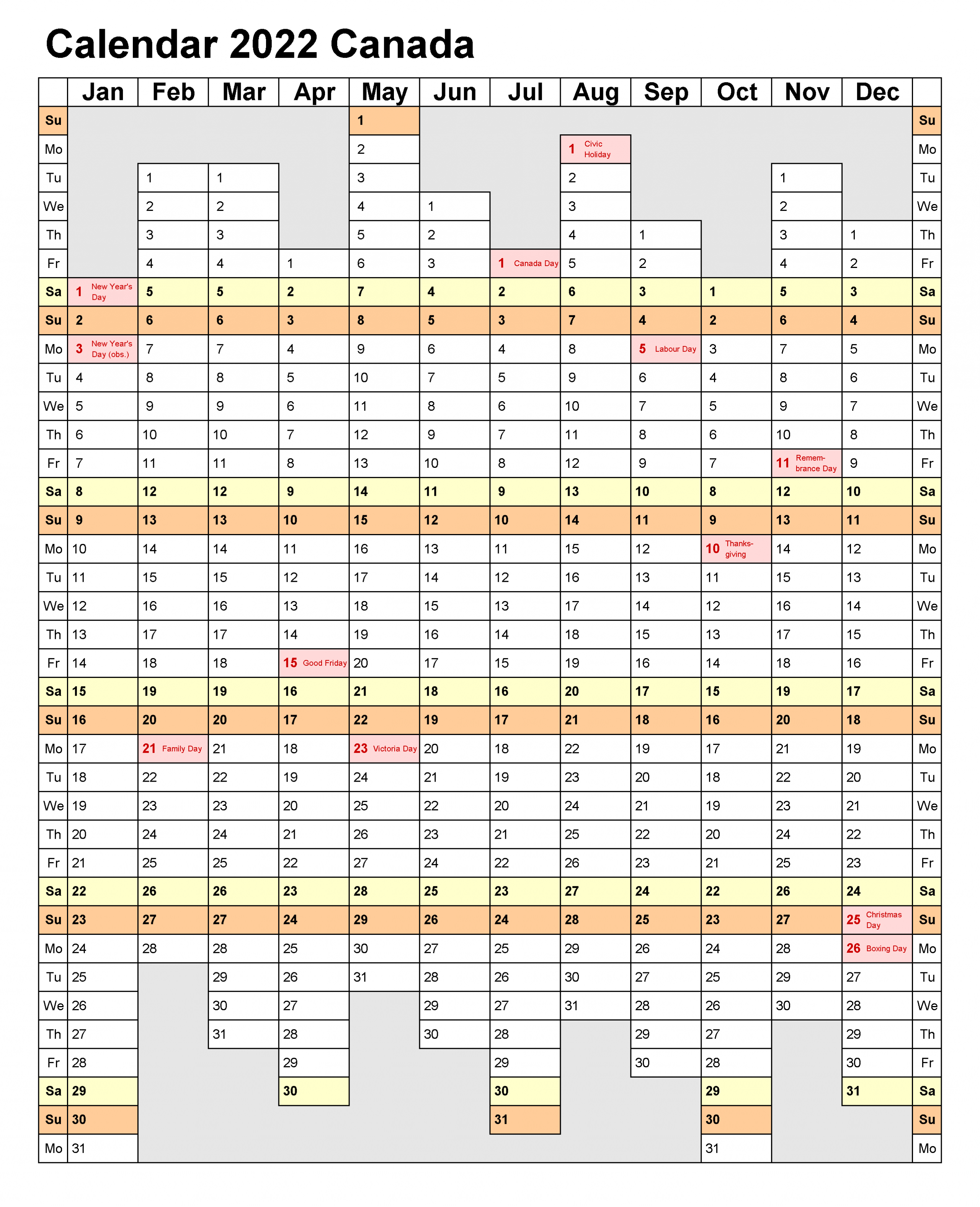 Free 2022 Calendar Template