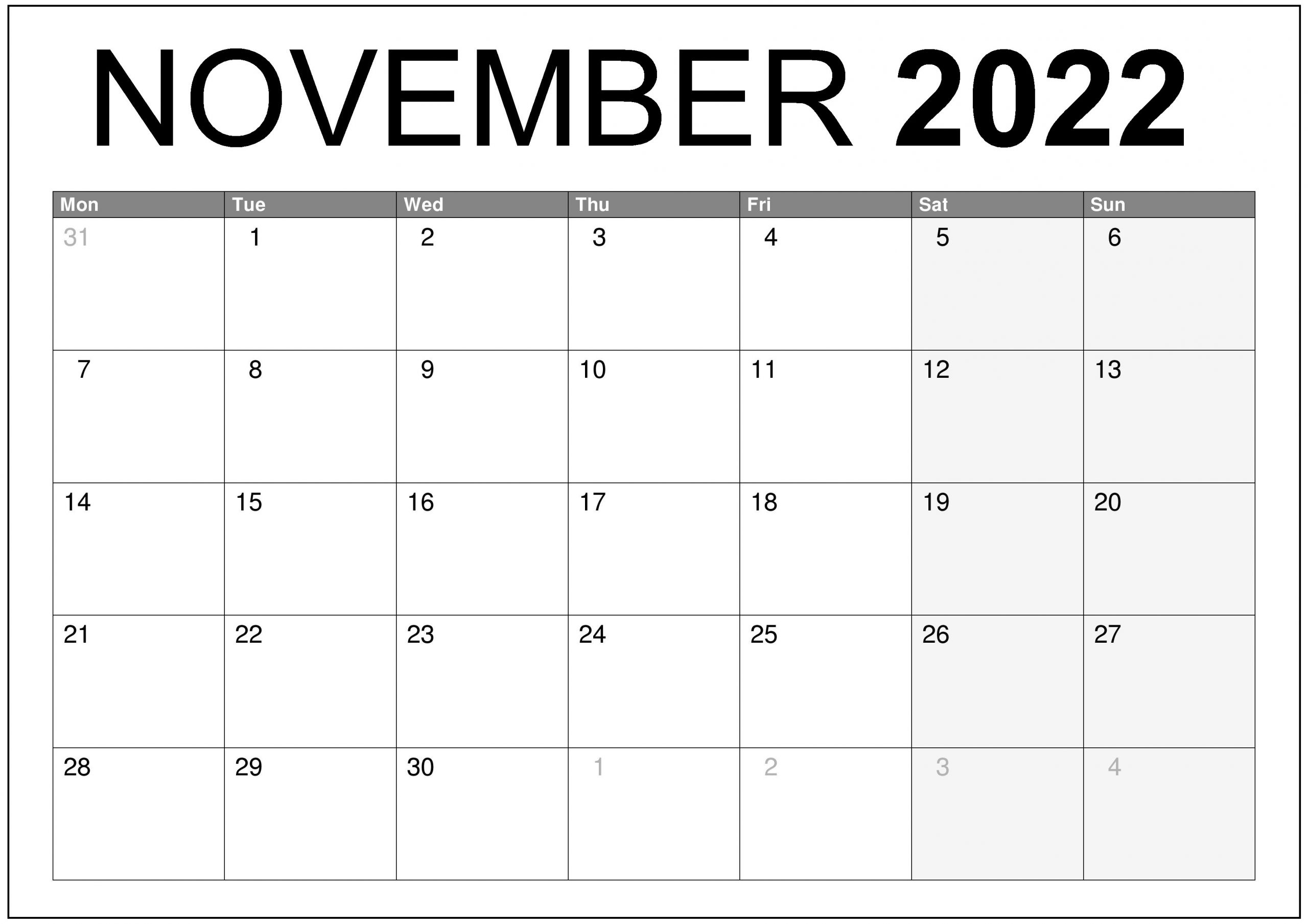 Printable 2022 Calendar Template