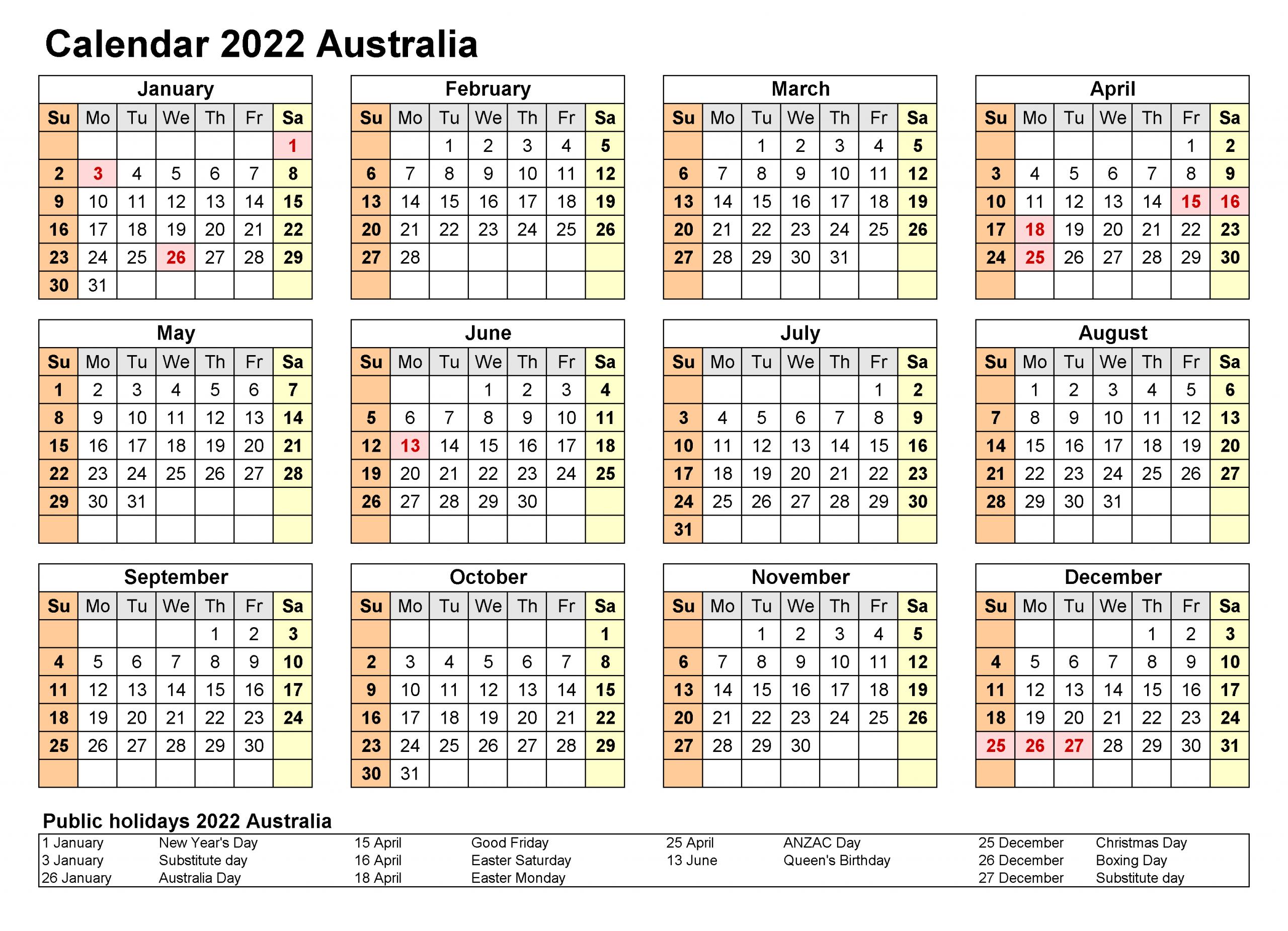 Printable January 2022 Calendar