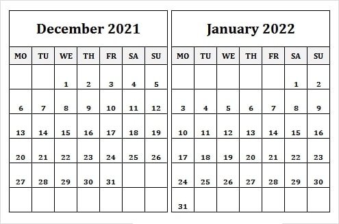 Calendar 2022 January February
