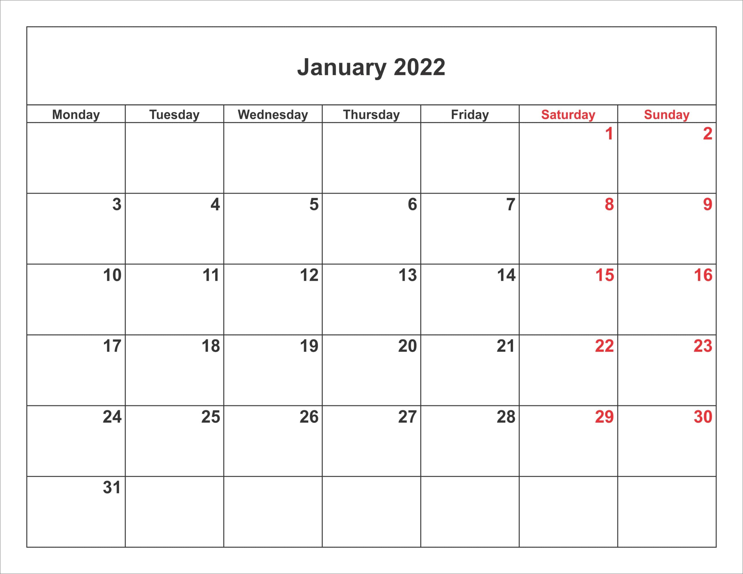 Calendar 2022 January PDF
