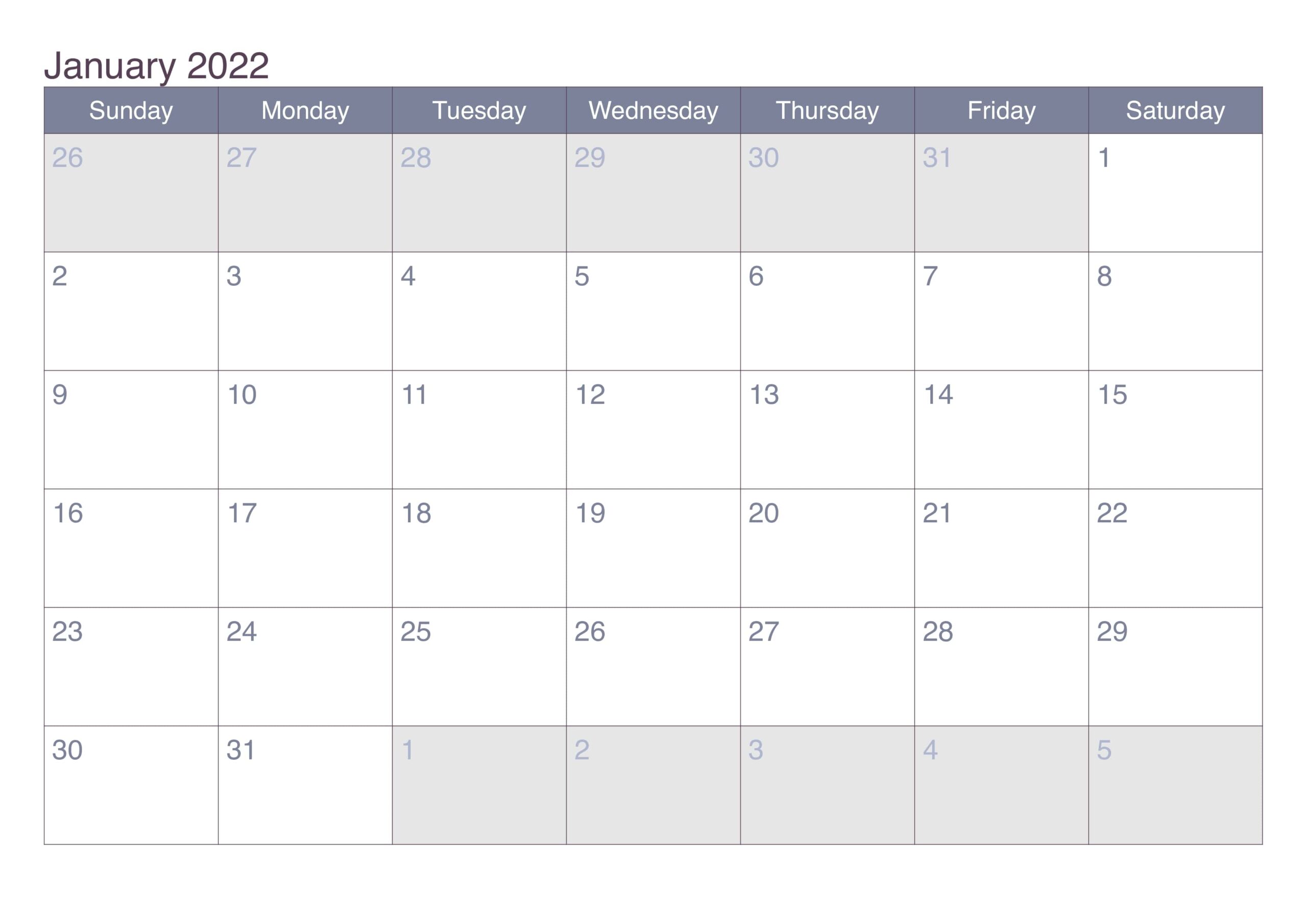 Islamic Calendar 2022 January