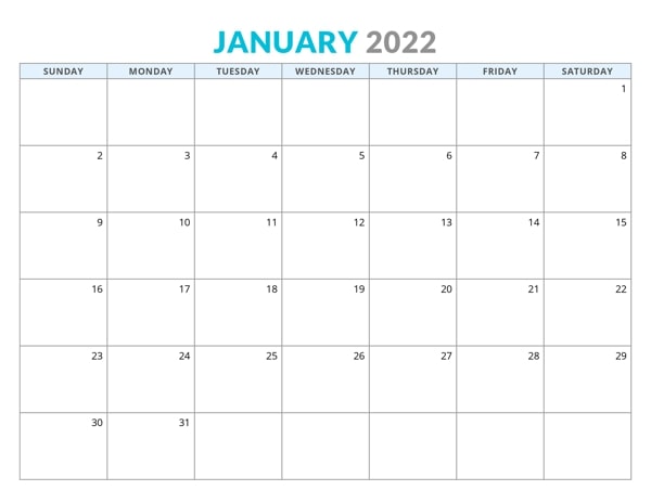 Printable Calendar 2022 January