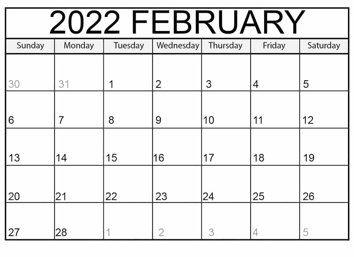 2022 February Calendar Kannada