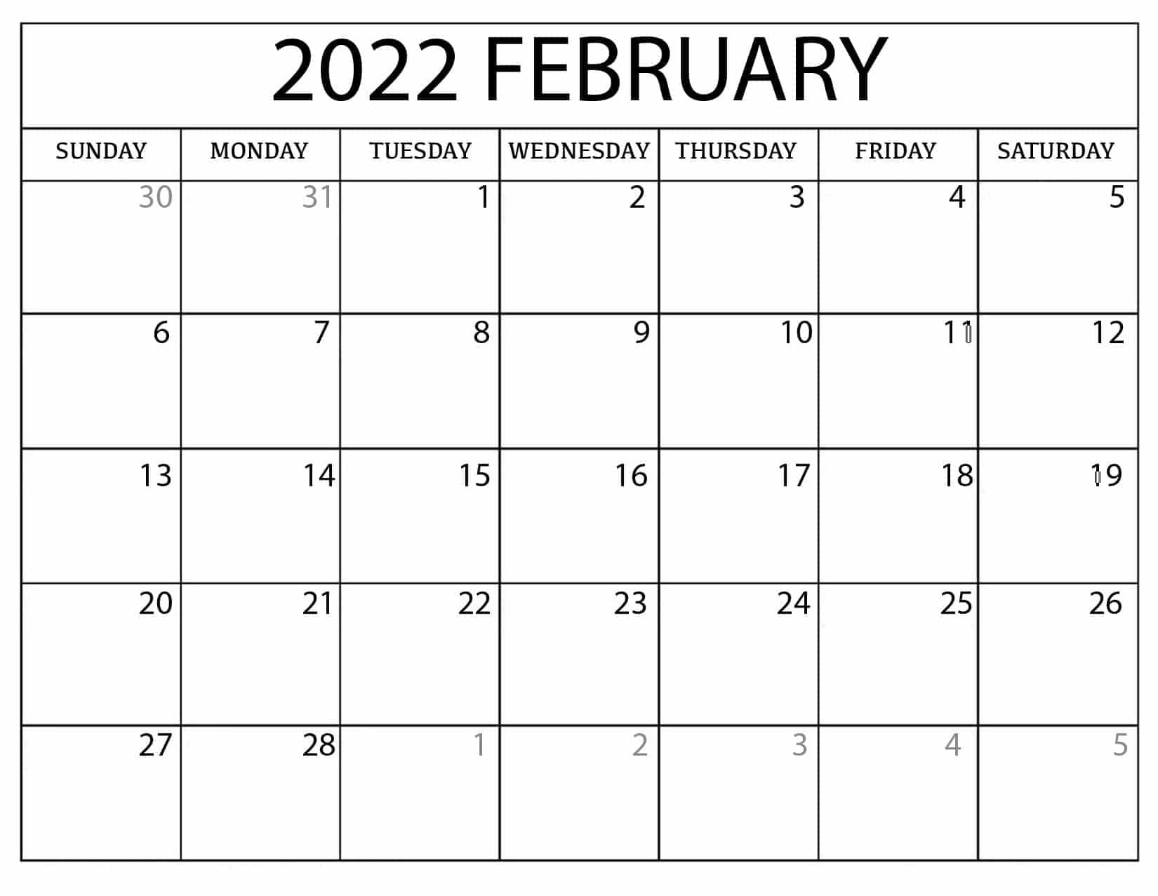 2022 February Calendar Malayalam