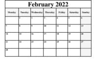 2022 February Calendar Tamil