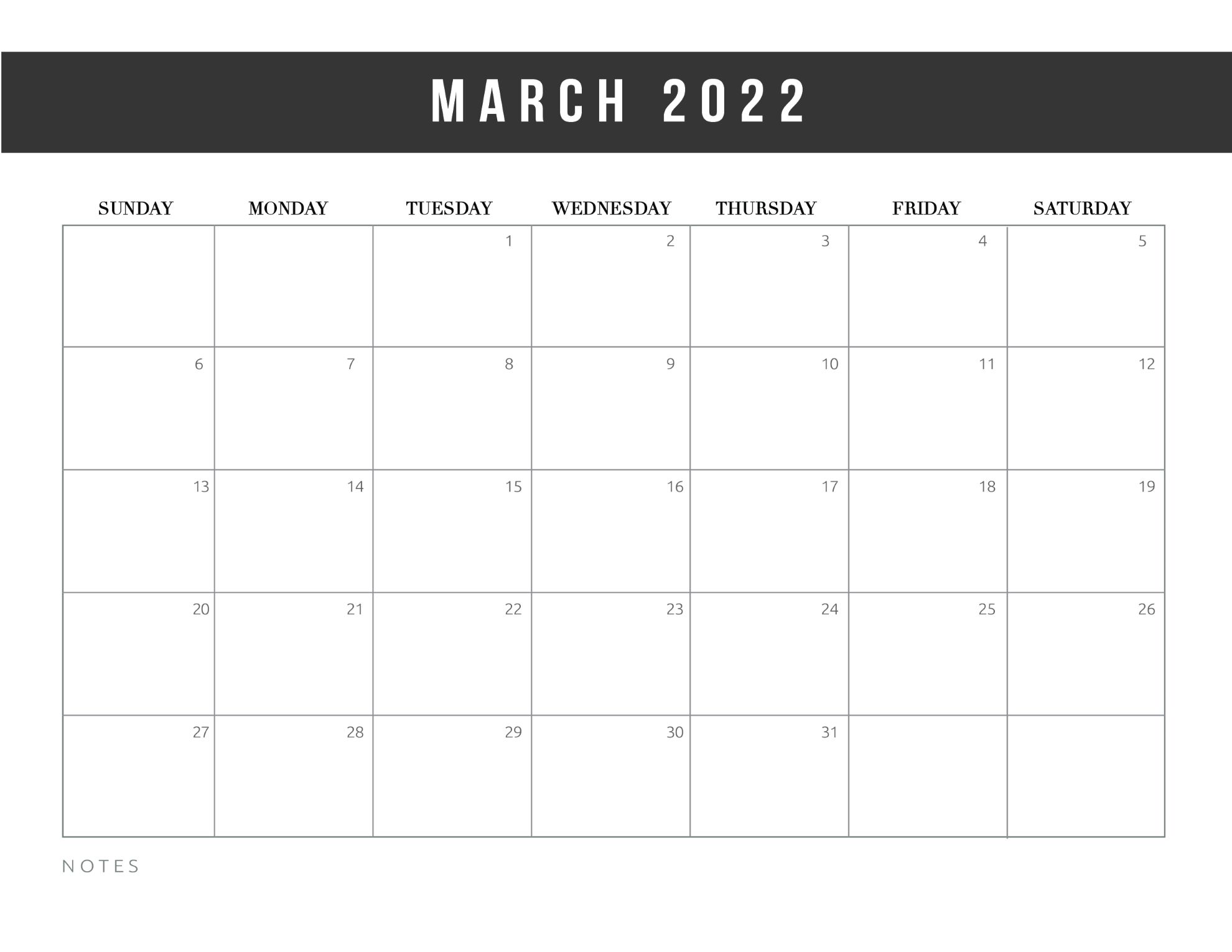 2022 March Calendar Australia