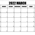 2022 March Calendar Blank Printable
