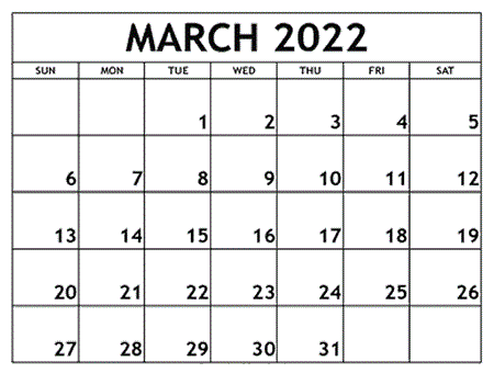 2022 March Calendar Festival