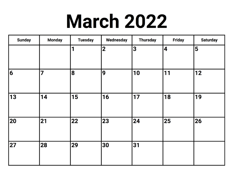 Calendar 2022 March School Holidays
