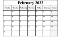 Calendar February 2022 With Holidays