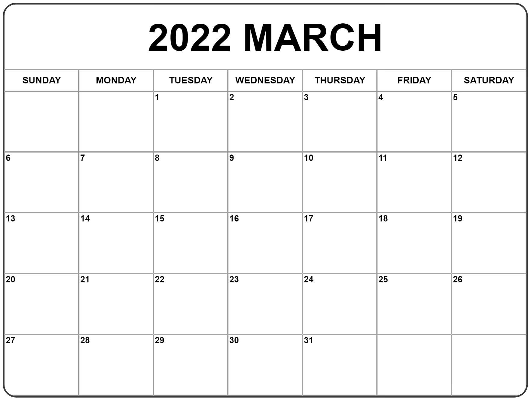 Calendar March 2022 Australia