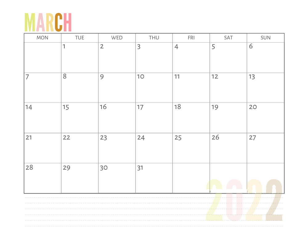 Calendar March 2022 Events UK