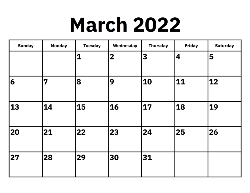Calendar March 2022 Printable