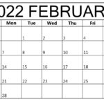 February 2022 Blank Calendar Monday Start