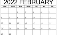 February 2022 Blank Calendar Monday Start