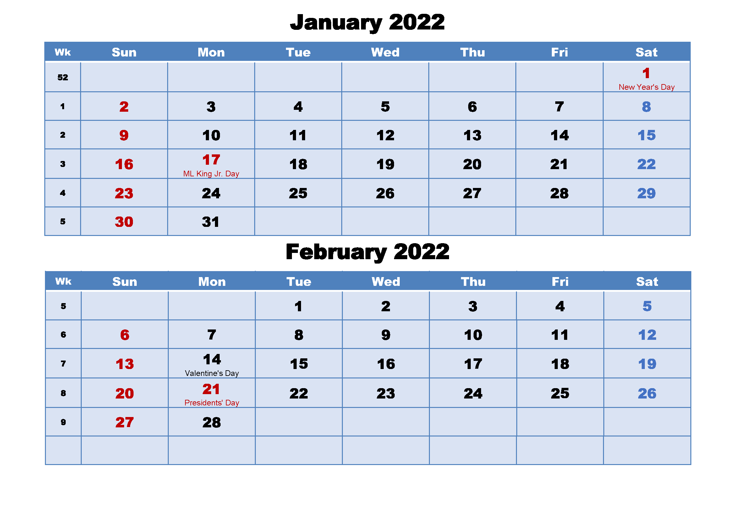 February 2022 Blank Calendar PDF