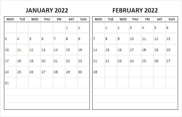 February 2022 Calendar PDF