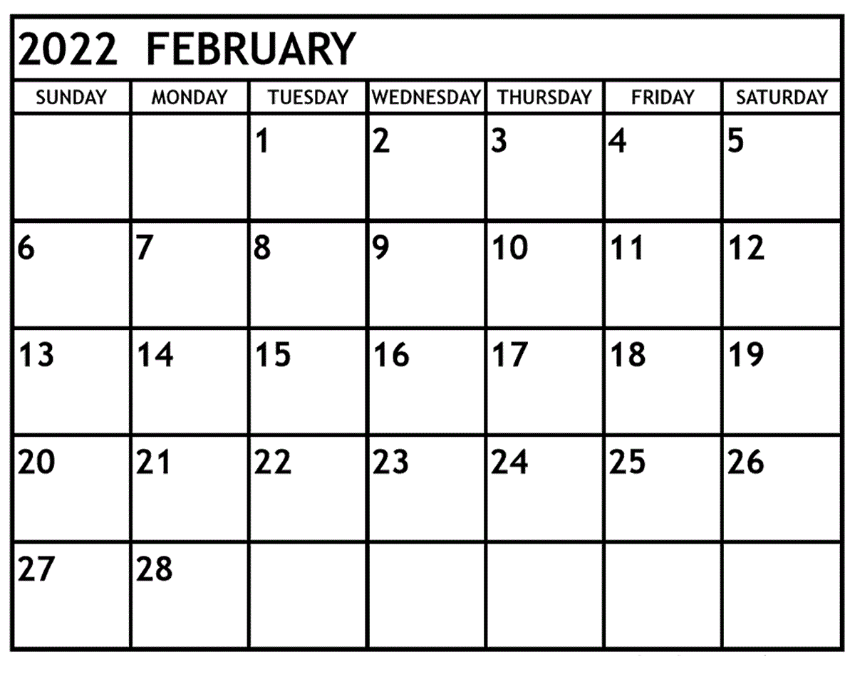 February 2022 Calendar With Holidays Printable