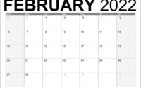 February 2022 Excel Calendar Template