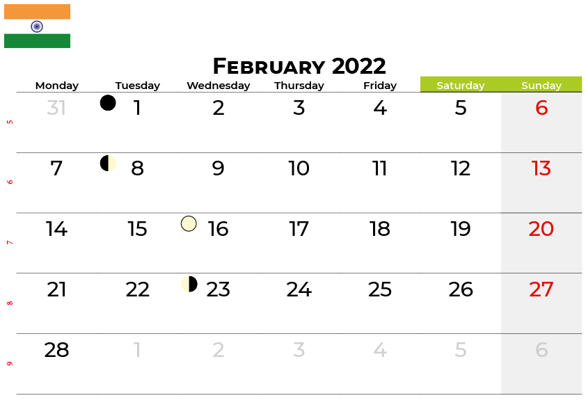 February 2022 Monthly Blank Calendar