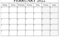 February 2022 Printable Calendar Cute Template