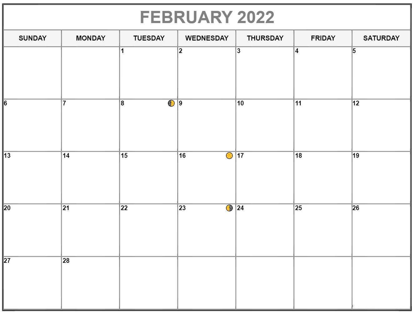 February 2022 Printable Calendar One Page