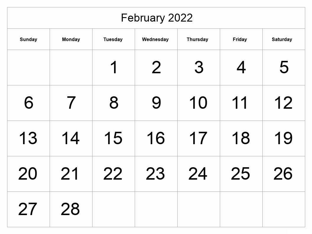 February 2022 Printable Calendar PDF