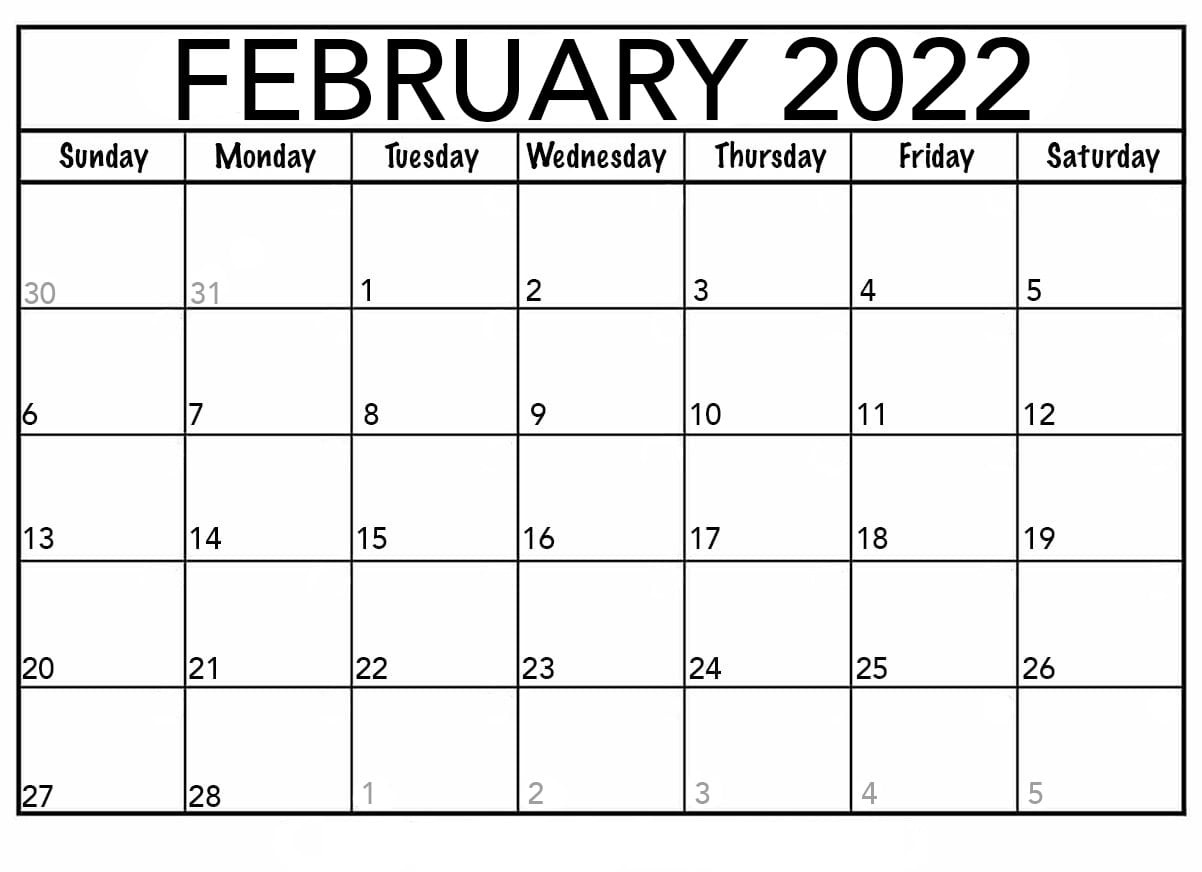 February Calendar 2022 PDF