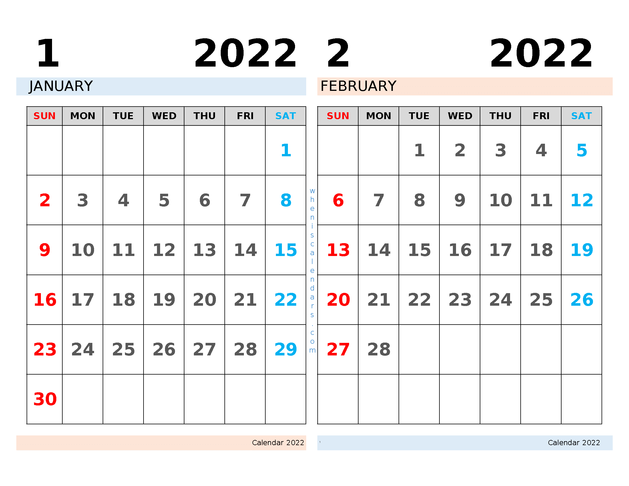 February March 2022 Calendar